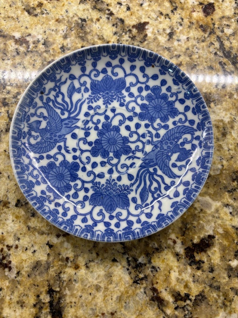 Japanese porcelain saucer, mythical Ho-o bird